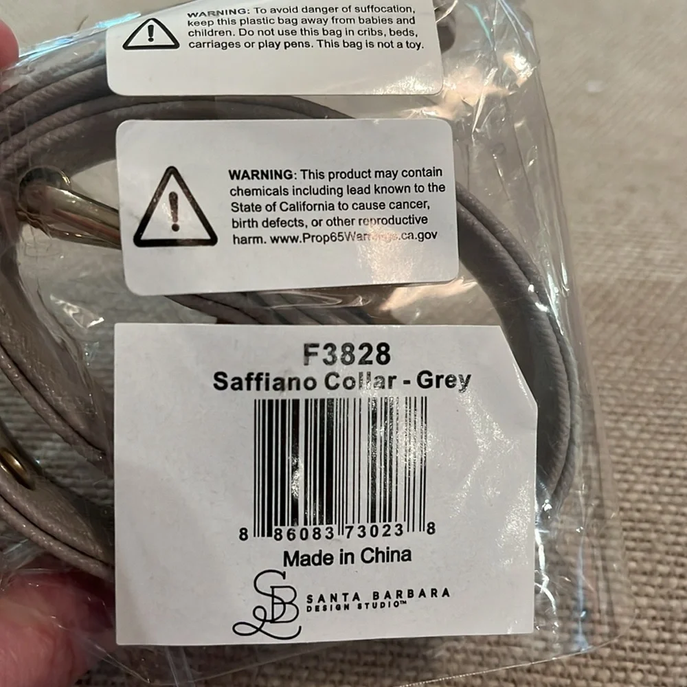 Grey Saffiano Dog Collar/NWT